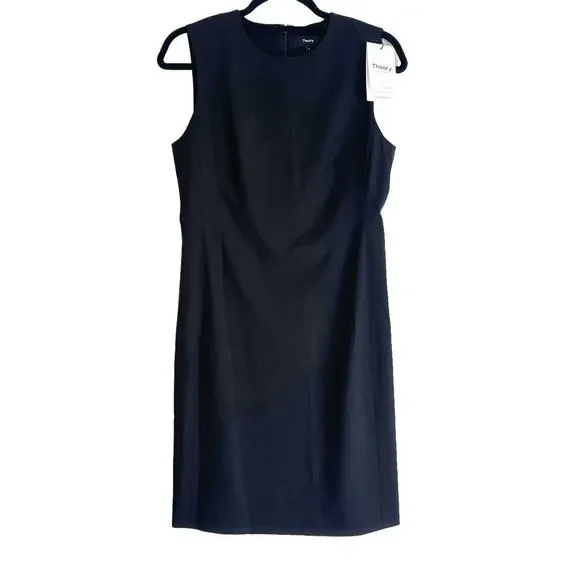 Theory Sleeveless Fitted Dress In Good Wool Black Women's Size 6/4 NWT